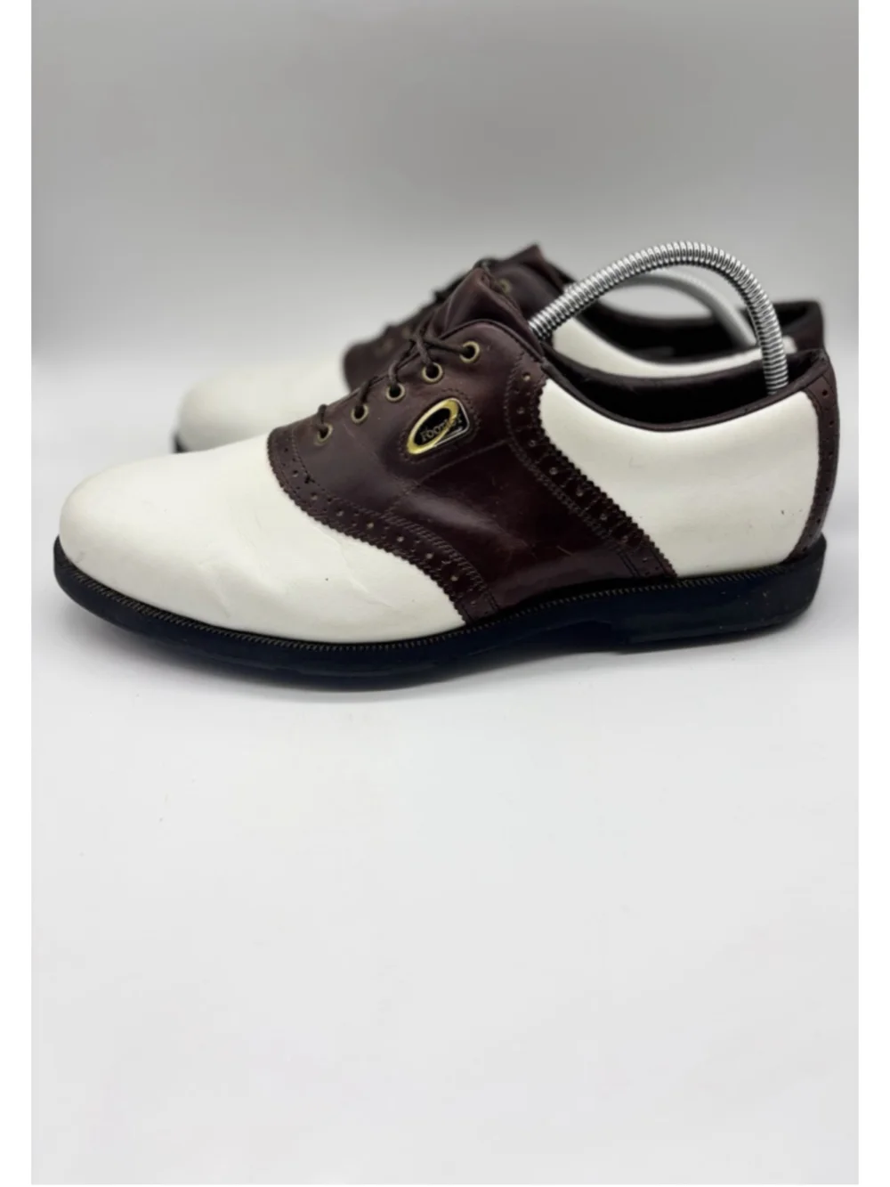 NEW FootJoy Classics White Leather Burgundy weave saddle golf shoes Men's 11.5D